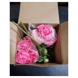 Geosar MultiBundles Artificial Peonies Flowers Fake Silk Peony Bouquet Faux Peonies Flowers Bulk for Decoration Vase Floral Arrangements Wedding Party Table (Rose Pink,Light Pink)