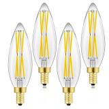 E12 Candelabra Light Bulbs 8W,Equal 100 Watt Dimmable Led Bulbs,4000K Daylight Led Candle Bulb,Chandelier Light Bulbs 4.85In,850lm,4-Pack