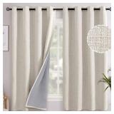 YoungsTex Linen Farmhouse Blackout Curtains 63 Inch Length, Thermal Insulated Winter Drapes with Grommet Energy Saving for Bedroom Living Room Window, 2 Panels, 52 X 63 Inch