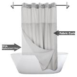 River Dream No Hook Slub Textured Shower Curtain with Snap-in PEVA Liner Set - 71 x 74(72), Hotel Style with See Through Top Window, Machine Washable & Water Repellent, Gray, 71x74