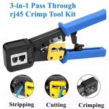 Gaobige rj45 Crimping Tool for Cat6 Cat5e Cat5, Sturdy Crimper for rj45 rj12/11 Pass-Through Connectors with 50pcs rj45 Cat5e Pass-Through Connectors, 50pcs Covers, Wire Stripper; Network Cable Tester