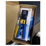 Gaobige rj45 Crimping Tool for Cat6 Cat5e Cat5, Sturdy Crimper for rj45 rj12/11 Pass-Through Connectors with 50pcs rj45 Cat5e Pass-Through Connectors, 50pcs Covers, Wire Stripper; Network Cable Tester