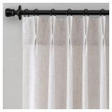 Aersas Beige White Pinch Pleated Linen Curtains 84 Inch Length 2 Panels for Living Room Bedroom Semi Sheer Window Curtain Boho Neutral Back Tab Pinch Pleat Drape with Hooks 40x84