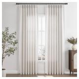 Aersas Beige White Pinch Pleated Linen Curtains 84 Inch Length 2 Panels for Living Room Bedroom Semi Sheer Window Curtain Boho Neutral Back Tab Pinch Pleat Drape with Hooks 40x84