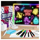 16 Led Drawing Board for Kids with 18 Tracing Pages - 4 Modes & Acrylic Led Note Board with 7 Colors, Light up Magic Boards for Art Kit, Birthday & Christmas Gifts for Teenage Girls & Boys, 39PCS