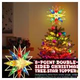 Christmas Tree Topper, 11.8 Inch Lighted Tree Topper with 10 Multicolor LEDs, Durable Metal and Plastic, Includes 1pc Spare Fuse and 2pcs Replacement Bulbs (Clamp/Pole Mount)