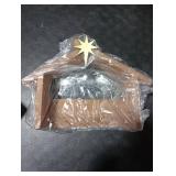 Wesiti Christmas Wooden Nativity Manger Wood Nativity Scene with Roof Star 14.5 x 10.5