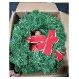 JOIEDOMI 3 Pack 19 Christmas Wreaths with Bow Pre-Lit Artificial with 20 Warm Lights Cordless for Home Front Door Wall Xmas Indoor Outdoor Christmas Decorations Window Door Wreath, Battery Operated