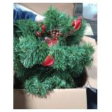 JOIEDOMI 3 Pack 19 Christmas Wreaths with Bow Pre-Lit Artificial with 20 Warm Lights Cordless for Home Front Door Wall Xmas Indoor Outdoor Christmas Decorations Window Door Wreath, Battery Operated