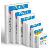 Gotideal Canvas for Painting, 14 Pcs Muti Pack Stretched Painting Canvas, Blank Paint Canvases for Acrylic, Oil, Art Supplies for Artists, Adults 4x4,4x6, 5x7, 8x10,9x12, 11x14 Set of 14