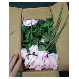 Hananona Artificial Roses in Bulk, Fake Silk Pink Roses Realistic Roses for Wedding Centerpieces Flower Arrangement Home Decor (Pink)
