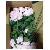Hananona Artificial Roses in Bulk, Fake Silk Pink Roses Realistic Roses for Wedding Centerpieces Flower Arrangement Home Decor (Pink)