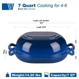 VORRINGARD Enameled Cast Iron Sourdough Bread Oven, Dutch Oven, Loaf Cast Iron Bread Pan for Homemade Bread Baking, Meatloaf Pan with Lid, 7QT, Blue