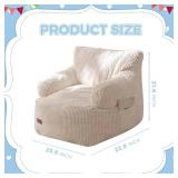 MAXYOYO Kids Bean Bag Chair, Stuffed Toddler Bean Bag Sofa with Filler Bean Bag Chair for Boys and Girls, Lazy Sofa with Pocket Floor Chair for Gaming, Reading, Beige