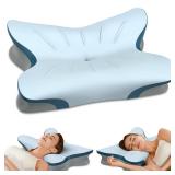 Cervical Pillow for Neck Pain Relief - Ergonomic Neck Pillow for Sleeping Contour Memory Foam Pillows with Cooling Pillowcase, Orthopedic Bed Pillow for Side Back Stomach Sleepers