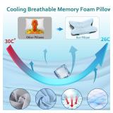 Cervical Pillow for Neck Pain Relief - Ergonomic Neck Pillow for Sleeping Contour Memory Foam Pillows with Cooling Pillowcase, Orthopedic Bed Pillow for Side Back Stomach Sleepers