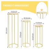 Rvggher 3 Pcs Cylinder Stands for Party, Gold Cylinder Pedestal Stand for Parties, Metal Plant Cylinder Cake Table Stands for Flowers, Display Stand for Wedding, Party, Birthday, Festival, Party Decor