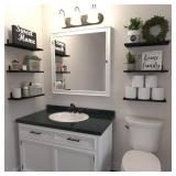 WOPITUES Wood Floating Shelves Set of 6, Shelves for Wall Decor, Farmhouse Shelf for Bedroom, Bathroom Storage Shelves, Book Shelves for Living Room-Black