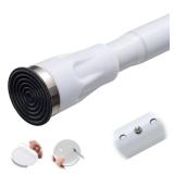 White Tension Curtian rod no drill, 42 to 115 inch Adjustable Heavy Duty black shower curtain rod for Windows bathroom Closet