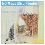 Bird Parrot Feeders, No Mess Automatic Cage Feeder Dispenser Food Container, Auto Bird Seed Bowl for Small Medium Birds, Cockatiel Canary Cockatoos Parakeet Conure Lovebird, Acrylic Clear (Feeder)