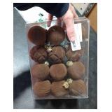 24pcs Velvet Christmas Ball Ornaments -Flocked Shatterproof Christmas Tree Decorations Plastic Xmas Decorative Hanging Ornaments for Xmas Holiday Home Decor,3 Style((Brown, 2.36inch)