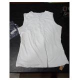 Eachyes Womens Double Lined Racerback Tank Tops Sleeveless High Neck Fitted Basic Shirts White Large