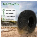 XIKOBY 145/70-6 145 70 6 Tire Tubeless Compatible with Coleman CT100U CC100X Mini Bike KT196 Go Kart Baja Doodle Bug DB30 GMB100 Motovox Mega Moto 80cc 105cc Kazuma ATV Quad 4 Wheeler UTV Parts
