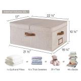 StorageWorks Extra Large Storage Bins with Lids, 55L Decorative Organizer with Divider Board, Fabric Boxes with Handles, Mixing of Brown & Beige, 2-Pack