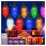 Joomer Christmas String Lights, 65FT 100 LED C9 Color Changing RGB Xmas Tree Lights Connectable Remote Control Outdoor Waterproof for Christmas Decor