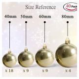 AMS 40ct Christmas Ball Plated Ornaments Tree Collection for Holiday Wedding Party Decoration(40ct Pearl, Gold)