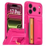 Oterkin for iPhone 17 Pro Wallet Case [4-5 Card Holder] [Kickstand] [RFID Blocking] [Full Camera Protection] [Military Grade Protection] Shockproof Rugged Phone Case for iPhone 17 Pro, Hot Pink