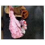 Wangchao Craft 20 Mini Pink Christmas Tree Table Top Artificial Xmas Tree Small Christmas Tree with Lights, Star Treetop and Balls, Tabletop for Girls Rooms