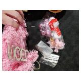 Wangchao Craft 20 Mini Pink Christmas Tree Table Top Artificial Xmas Tree Small Christmas Tree with Lights, Star Treetop and Balls, Tabletop for Girls Rooms