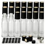 WERTIOO Hot Sauce Bottles 21-Pack 5oz Round Small Glass Bottles with Caps & Funnel - Reusable Mini Sauce Containers for Chili Oil, Vinegar, Gift Favors - Leakproof & Label-Ready
