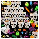 384PCS Prefilled Party Favor Bulk for Kids, 48PACK Prefilled Ghost Cauldrons With 6 Halloween Toys Inside, Goodie Bag Fillers, Prizes Gifts Miniatures for Kids, Trick or Treat