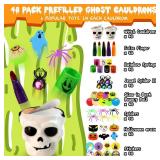 384PCS Prefilled Party Favor Bulk for Kids, 48PACK Prefilled Ghost Cauldrons With 6 Halloween Toys Inside, Goodie Bag Fillers, Prizes Gifts Miniatures for Kids, Trick or Treat