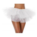Women Teen Adult Classic Elastic 3 4 5 Layered Tulle Tutu Skirt Costume Bottom (One Size, 5Layer-White)