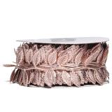 BASOKAN Rose Gold Leaves Ribbon for Wedding Party Home Decorations - 20 Yards - Leaf Trim Rope for Garland and DIY Crafts