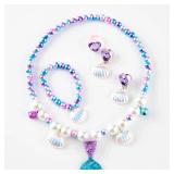 Carkno Mermaid Crown Jewelry Accessories for Girls Princess Dress Up Set Costume Kids Tiara Necklace Halloween Party Supplies MISSING EARRING