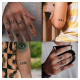 WEEKINK Gothic Letters & Numbers Temporary Tattoos Customizable Alphabet & Date Fake Tattoos for Hand, Neck, Knuckles & Arm, Realistic & Long-Lasting Black Ink