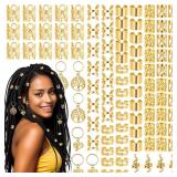 Ouligay 100 Pcs Gold Hair Jewelry for Braids Accessories,Metal Hair Rings MultiStyle,Adjustable Hair Gold Cuffs,Loc Charms for Women Girl Dreadlocks Accessories Cool Hairstyle
