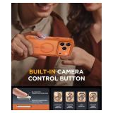Miracase Magnetic for iPhone 17 Pro Case 6.3 [Compatible with MagSafe] Full-Body Phone Case with Built-in Glass Screen Protector & Camera Control,Drop Proof iPhone 17 Pro Cover, Orange