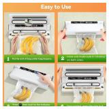 Food Vacuum Sealer Machine, 75KPA Strong Suction, Dry/Wet Modes, 20 Vacuum Seal Bags for Food, Digital Countdown Timer, Compact Lightweight, Ideal for Home Kitchen Use