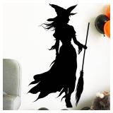 Halloween Wall Decals,Peel and Stick Halloween Theme Decor Stickers,Removable Vinyl Spooky Scary Face Wall Sticker for Holiday Party Decor. (Wicked Witch Silhouette Wall Decal)