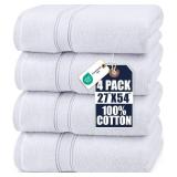 Utopia Towels 4 Pack Premium Bath Towels Set, 27 by 54 Inches, 100% Ring Spun Cotton 600GSM, Lightweight and Highly Absorbent Quick Drying Towels, Perfect for Daily Use, White