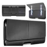 Wireless City Leather Phone Holster for iPhone 17/17 Pro 16/16 Pro 16e 15/15 Pro 14/14 Pro 13/13 Pro 12/12 Pro 11 XR, Belt Clip Pouch for Men & Women (Black Medium)