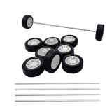 10PCS Small Toy Car Wheels 20mm Rubber Tire with 5PCS Shaft Round Axles for for DIY Model Toy RC Car Accessories (2X20MM)