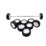 10PCS Small Toy Car Wheels 20mm Rubber Tire with 5PCS Shaft Round Axles for for DIY Model Toy RC Car Accessories (2X20MM)
