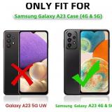 Jeylly for Samsung Galaxy A23 4G/5G Case and [2 Pack] Tempered Glass Screen Protector, Slim Thin Hybrid Dual Layer Hard PC Soft TPU Shockproof Protective Cover for Galaxy A23, Black