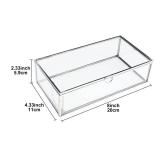 HighFree Vintage Glass Box with Lid - Clear Jewelry Glass Display Box Keepsake Box - Home Decor Decorative Box for Trinket Rings Bracelet (Silver, Medium)